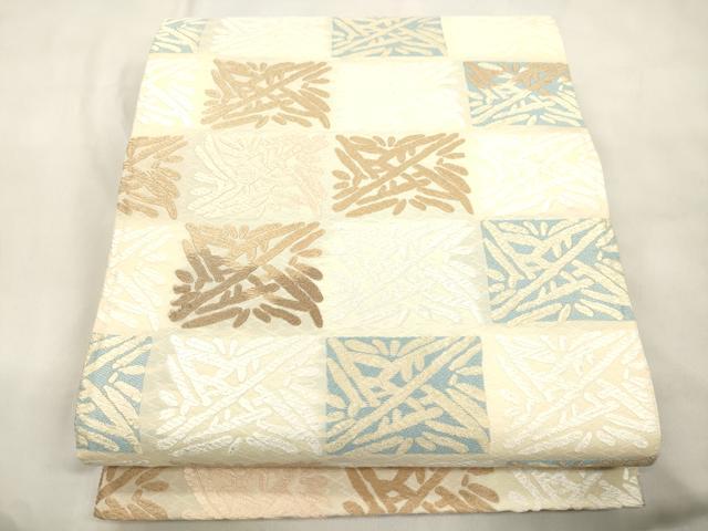 平和屋着物●六通柄袋帯　唐織　加賀五彩五葉　正絹　逸品　CABM7721dy
