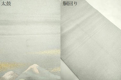 平和屋着物●爪掻き本綴れ　太鼓柄袋帯　風景文　金銀糸　正絹　逸品　CABM7723dy