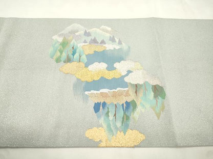 平和屋着物●爪掻き本綴れ　太鼓柄袋帯　風景文　金銀糸　正絹　逸品　CABM7723dy