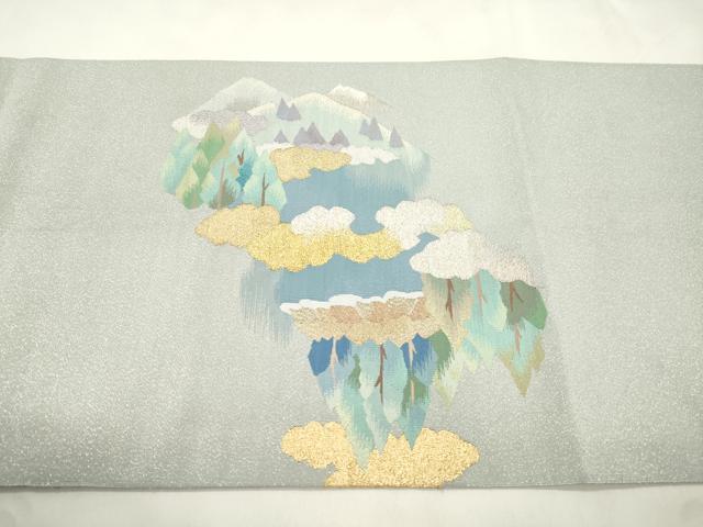 平和屋着物●爪掻き本綴れ　太鼓柄袋帯　風景文　金銀糸　正絹　逸品　CABM7723dy