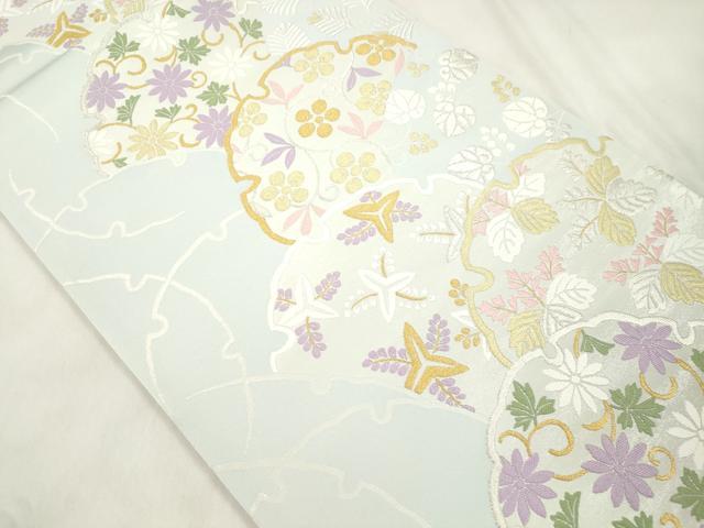 平和屋着物●「美しいキモノ」お馴染みのメーカー　となみ織物　六通柄袋帯　祥花雪輪文　金銀糸　正絹　逸品　CABM7725dy