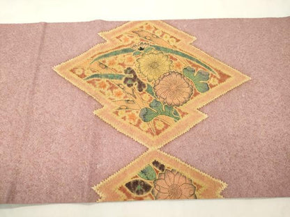 平和屋着物●伝統工芸士　水野保　保辻が花染　太鼓柄袋帯　辻が花　絞り　金通し地　正絹　逸品　CABM7728dy