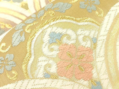 平和屋着物●六通柄袋帯　唐織　青海波花文　金糸　正絹　逸品　CABM7743dy
