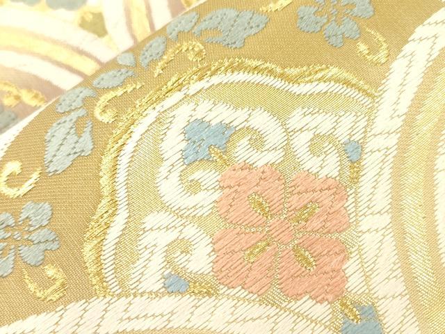 平和屋着物●六通柄袋帯　唐織　青海波花文　金糸　正絹　逸品　CABM7743dy