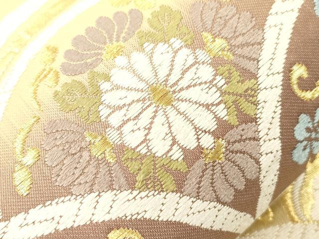 平和屋着物●六通柄袋帯　唐織　青海波花文　金糸　正絹　逸品　CABM7743dy