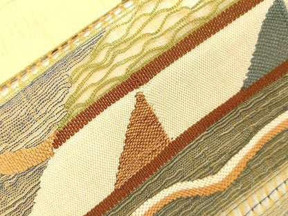 平和屋着物▽太鼓柄袋帯　スリーシーズン　春夏秋　すくい織　幾何学文　正絹　逸品　CABM7752dy