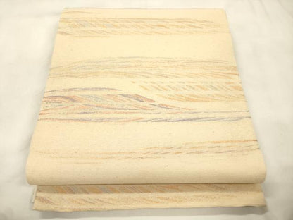 平和屋着物▽六通柄袋帯　スリーシーズン　春夏秋　横段文　正絹　逸品　CABM7753dy