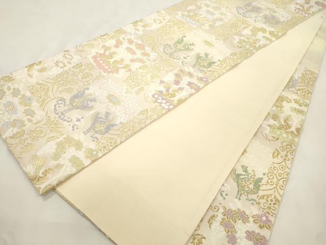 平和屋着物●六通柄袋帯　唐織　花鳥文　金糸　正絹　逸品　CABM7783dy