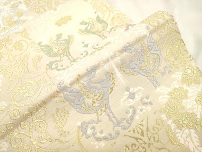 平和屋着物●六通柄袋帯　唐織　花鳥文　金糸　正絹　逸品　CABM7783dy