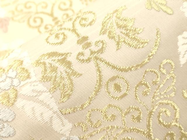 平和屋着物●六通柄袋帯　唐織　花鳥文　金糸　正絹　逸品　CABM7783dy