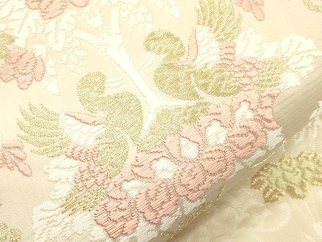 平和屋着物●六通柄袋帯　唐織　花鳥文　金糸　正絹　逸品　CABM7783dy
