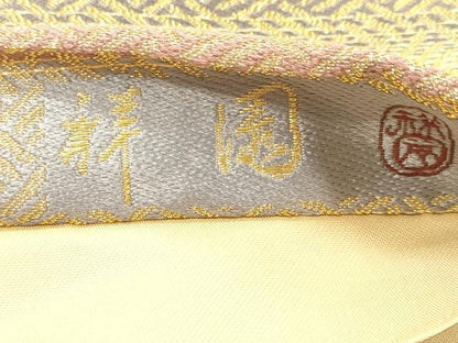 平和屋着物●田中工芸織物 祥園謹製　全通柄袋帯　霞文　金糸　正絹　逸品　CABM7786dy