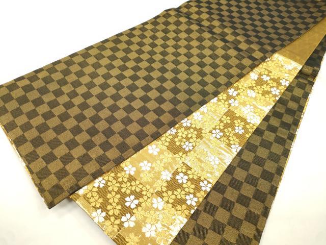 平和屋着物●両面　六通柄袋帯　唐織　舞桜文　金糸　正絹　逸品　CABM7795dy