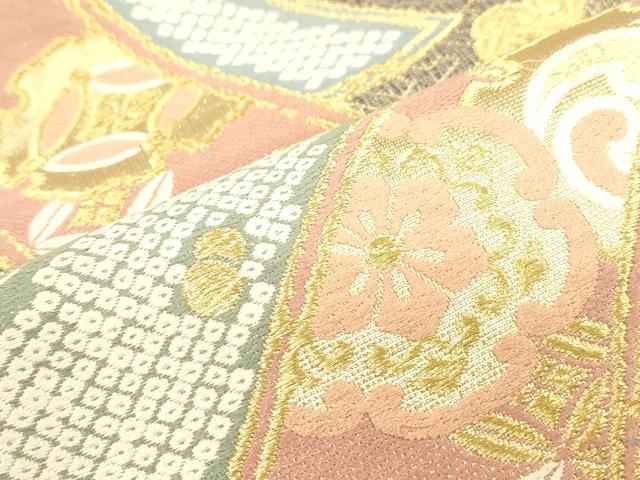 平和屋着物●西陣　京洛苑たはら謹製　六通柄袋帯　宴舞瑞宝　金糸　正絹　逸品　CABM7799dy