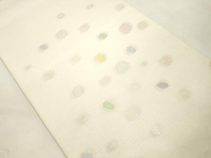 平和屋着物▽太鼓柄袋帯　スリーシーズン　春夏秋　丸文　銀糸　正絹　逸品　CABM7831dy
