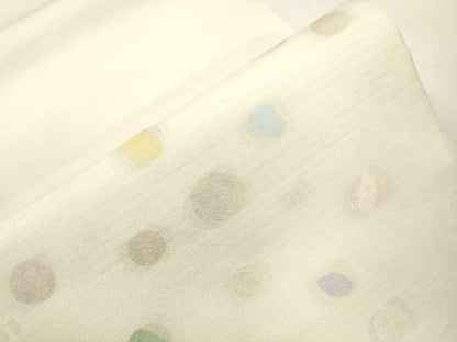 平和屋着物▽太鼓柄袋帯　スリーシーズン　春夏秋　丸文　銀糸　正絹　逸品　CABM7831dy