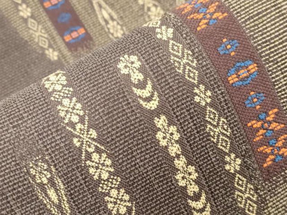 平和屋着物▽六通柄袋帯　スリーシーズン　春夏秋　三日月　幾何学花文　正絹　逸品　CABM7832dy
