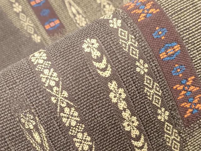 平和屋着物▽六通柄袋帯　スリーシーズン　春夏秋　三日月　幾何学花文　正絹　逸品　CABM7832dy