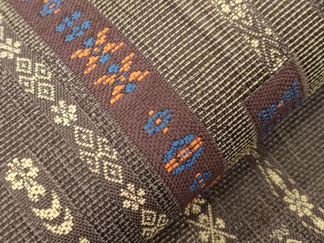 平和屋着物▽六通柄袋帯　スリーシーズン　春夏秋　三日月　幾何学花文　正絹　逸品　CABM7832dy