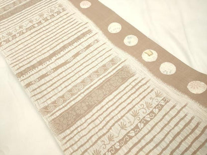 平和屋着物▽全通柄袋帯　スリーシーズン　春夏秋　動物横段草花文　正絹　逸品　CABM7834dy