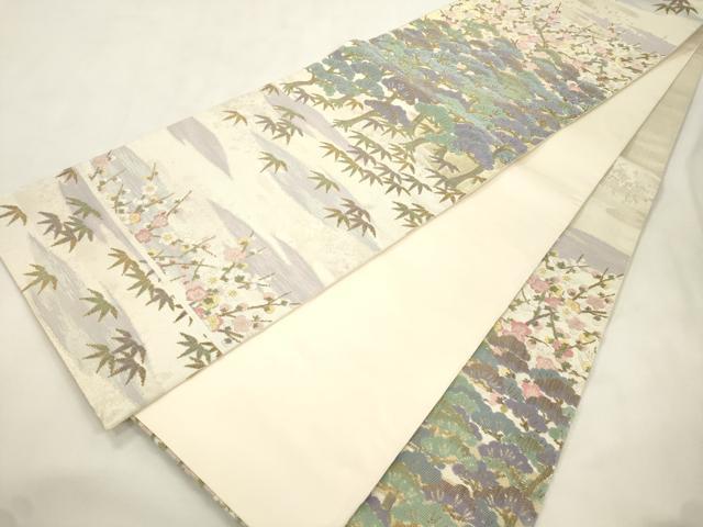 平和屋着物●六通柄袋帯　慶祝　金華山織　松竹梅　金糸　正絹　逸品　CABM7872dy