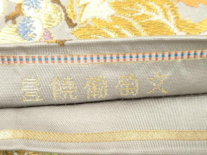 平和屋着物●龍村美術織物　たつむら　六通柄　本袋帯　豊饒葡萄文　金銀糸　正絹　逸品　CABM7886dy