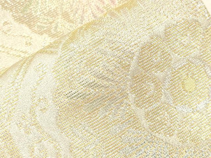 平和屋着物●龍村美術織物　たつむら　六通柄　本袋帯　洋花蜀紅　金銀糸　正絹　逸品　CABM7888dy