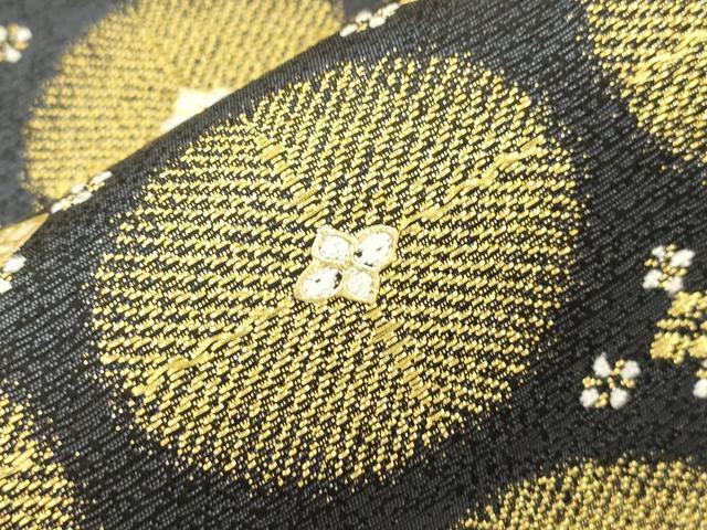 平和屋着物●袋帯　螺鈿　花丸文　黒地　金糸　正絹　逸品　CABM7893dy