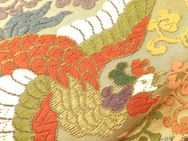 平和屋着物●西陣　河合美術織物謹製　六通柄袋帯　唐織　能衣錦　鳳凰唐草文　金糸　証紙付き　正絹　逸品　CABM7894dy