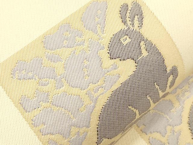 平和屋着物●全通柄　本袋帯　花兎　正絹　逸品　CABM7895dy