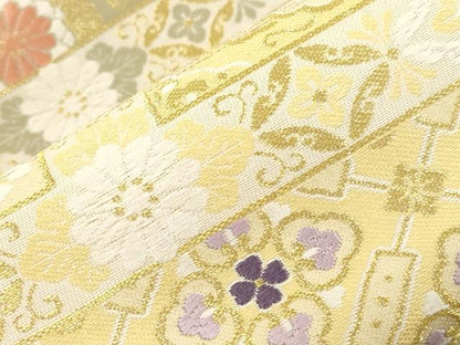 平和屋着物●六通柄袋帯　皇綾彩錦　正倉院吉祥花文　金糸　正絹　逸品　CABM7909dy