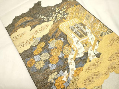 平和屋着物●西陣最高峰・北尾織物匠　綴れ　太鼓柄袋帯　御所解文様　金銀糸　正絹　逸品　CABM7913dy