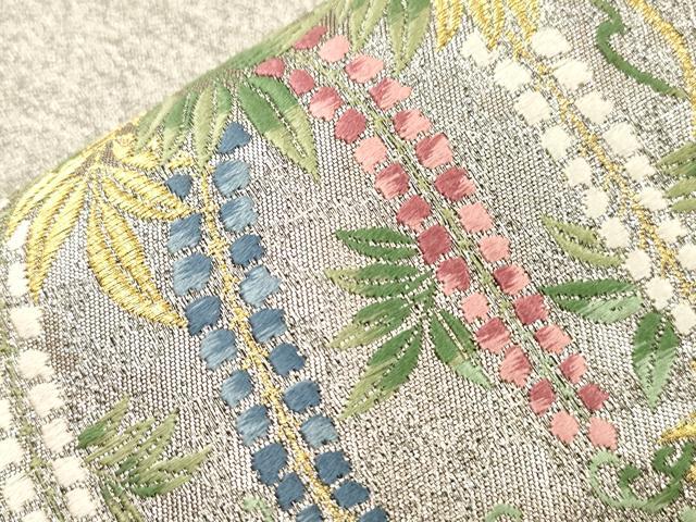 平和屋着物●「美しいキモノ」お馴染みのメーカー　となみ織物　六通柄袋帯　唐織　砂金織　草花丸文　金銀糸　証紙付き　正絹　逸品　CABM7917dy