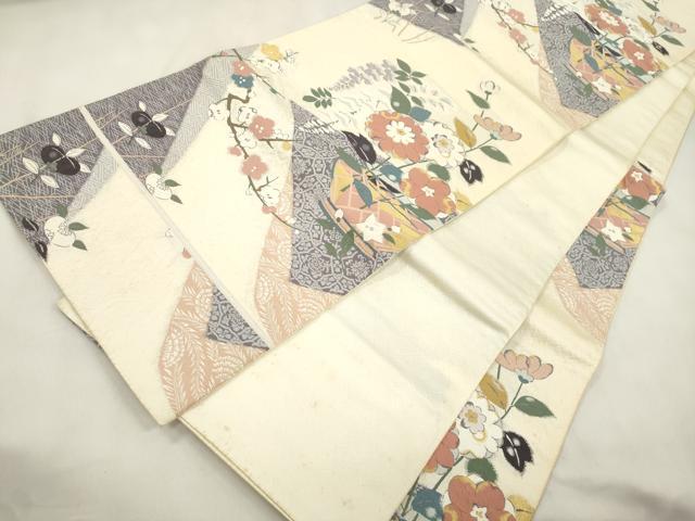 平和屋着物●西陣　長嶋成織物　ながしま帯　六通柄袋帯　辻が花　裂型花瓶文　金糸　共箱付き　正絹　逸品　CABM7920dy