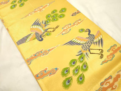 平和屋着物●織物一筋名門　織悦　全通柄　本袋帯　孔雀文　正絹　逸品　CABM7928dy