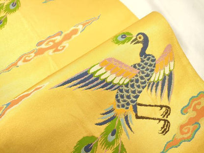平和屋着物●織物一筋名門　織悦　全通柄　本袋帯　孔雀文　正絹　逸品　CABM7928dy