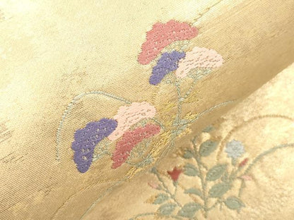 平和屋着物●六通柄袋帯　九百錦　人物文　手織引箔　正絹　逸品　未使用　CABM7943dy