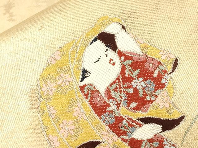 平和屋着物●六通柄袋帯　九百錦　人物文　手織引箔　正絹　逸品　未使用　CABM7943dy