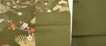 平和屋着物●ファッションデザイナー 花井幸子　六通柄袋帯　唐織　草花文　金糸　正絹　逸品　CABM7954dy