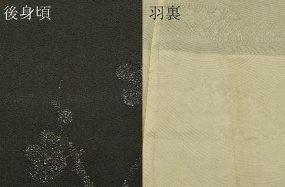 平和屋着物＃羽織　枝花文　黒地　正絹　逸品　CABM8076in