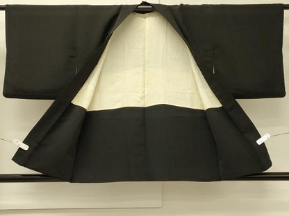 平和屋着物＃羽織　枝花文　黒地　正絹　逸品　CABM8076in