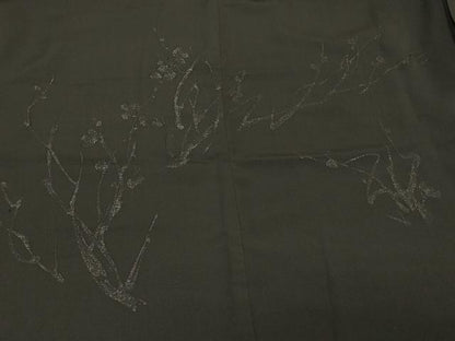 平和屋着物＃羽織　枝花文　黒地　正絹　逸品　CABM8076in