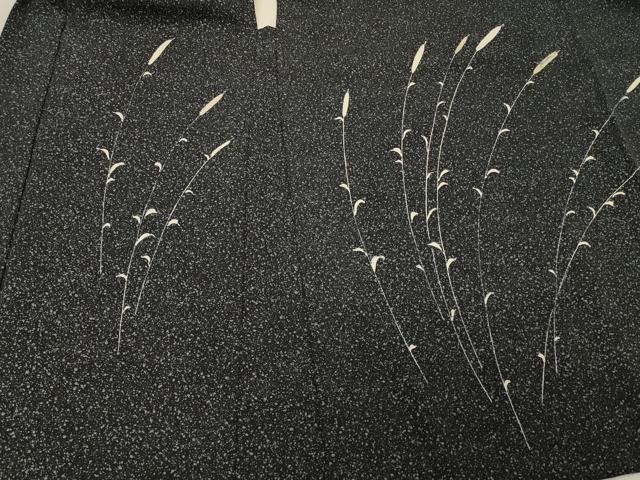 平和屋着物＃羽織　枝葉文　たたき染め　黒地　金糸　正絹　逸品　CABM8077in