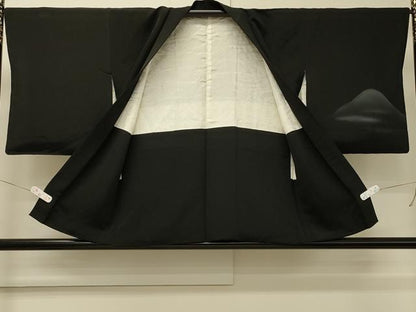 平和屋着物＃羽織　刺繍　遠山地紙花文　黒地　金糸　正絹　逸品　CABM8089in