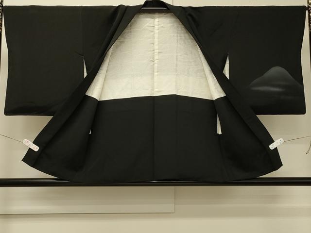平和屋着物＃羽織　刺繍　遠山地紙花文　黒地　金糸　正絹　逸品　CABM8089in