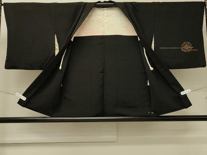 平和屋着物＃羽織　寿光織　花丸文　黒地　金糸　正絹　逸品　CABM8091in