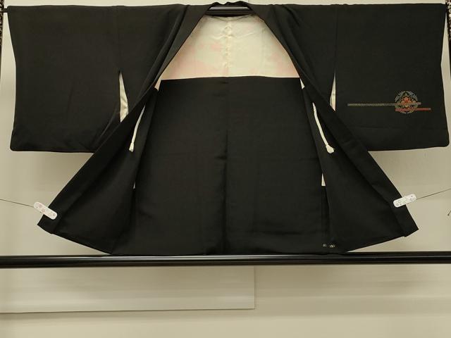 平和屋着物＃羽織　寿光織　花丸文　黒地　金糸　正絹　逸品　CABM8091in