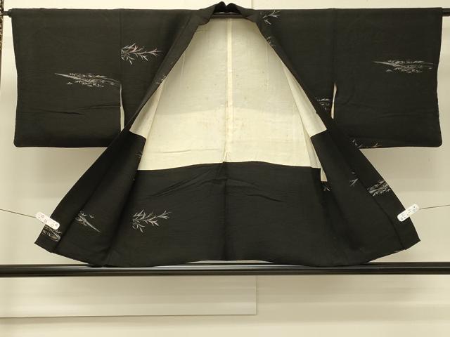 平和屋着物＃羽織　寿光織　枝葉文　黒地　金銀糸　正絹　逸品　CABM8101in