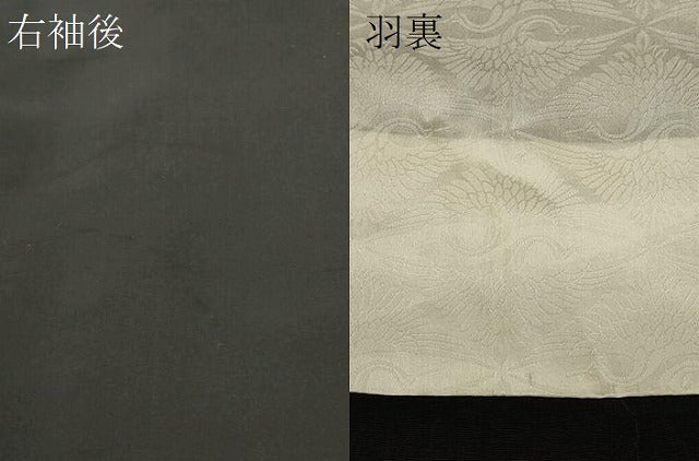 平和屋着物＃羽織　寿光織　枝花文　黒地　金糸　正絹　逸品　CABM8102in