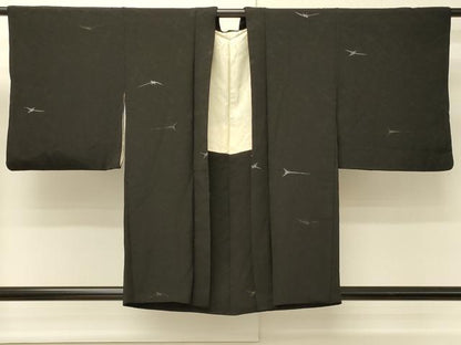 平和屋着物＃羽織　寿光織　霞文　黒地　金銀糸　正絹　逸品　CABM8103in